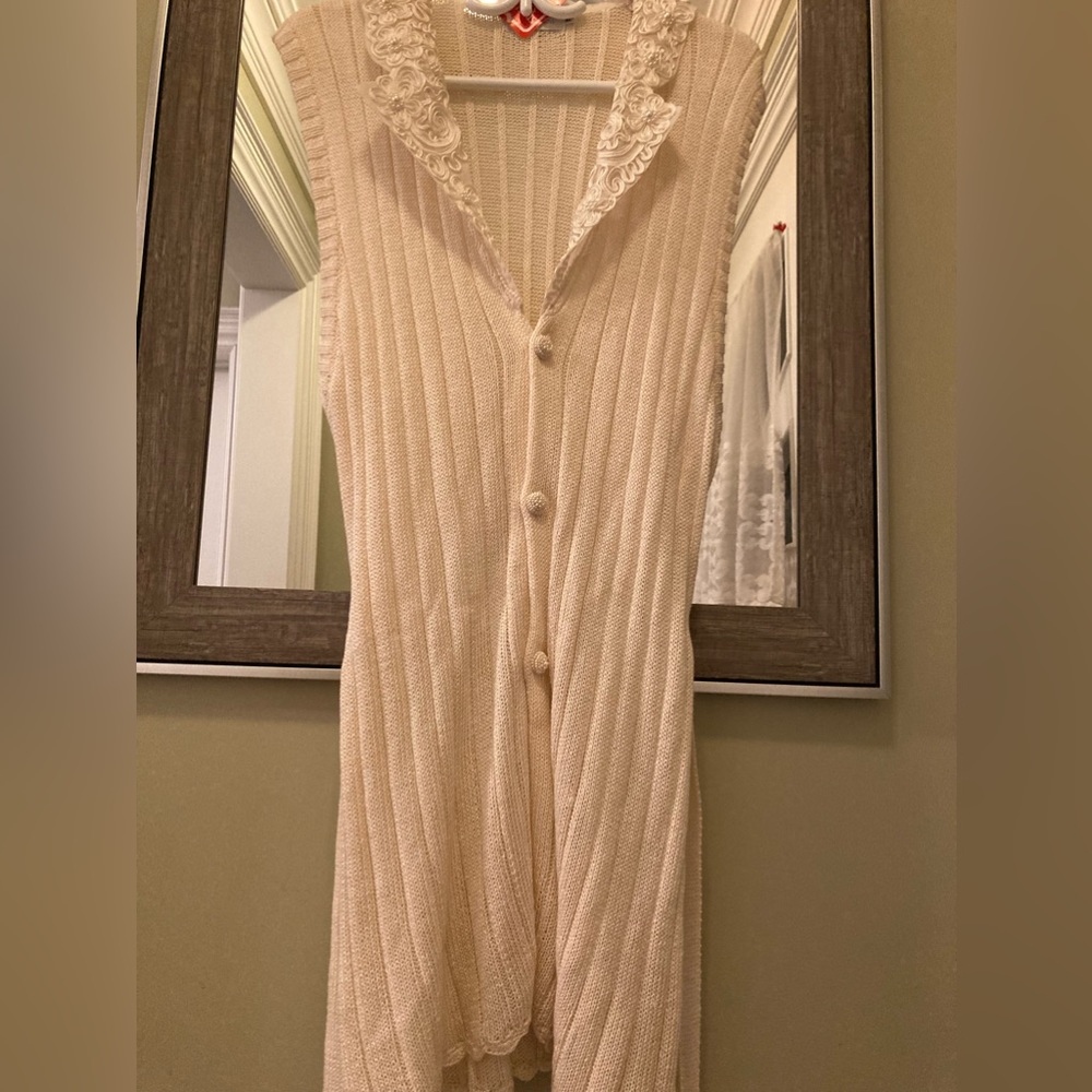 Long Sweater Italy Vest Boho Chic - Modigliani Lace Capuccino Sipping!